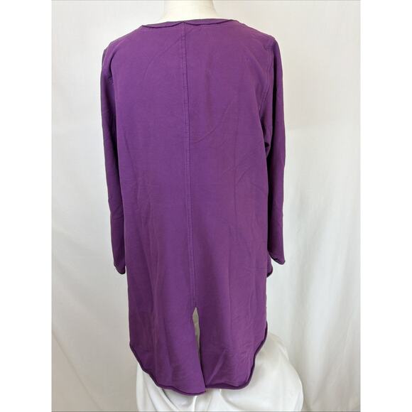 NWT Kleen Purple Long Sleeve Kangaroo Pocket High Low Tunic Top #0727 SZ SMALL - Picture 3 of 9